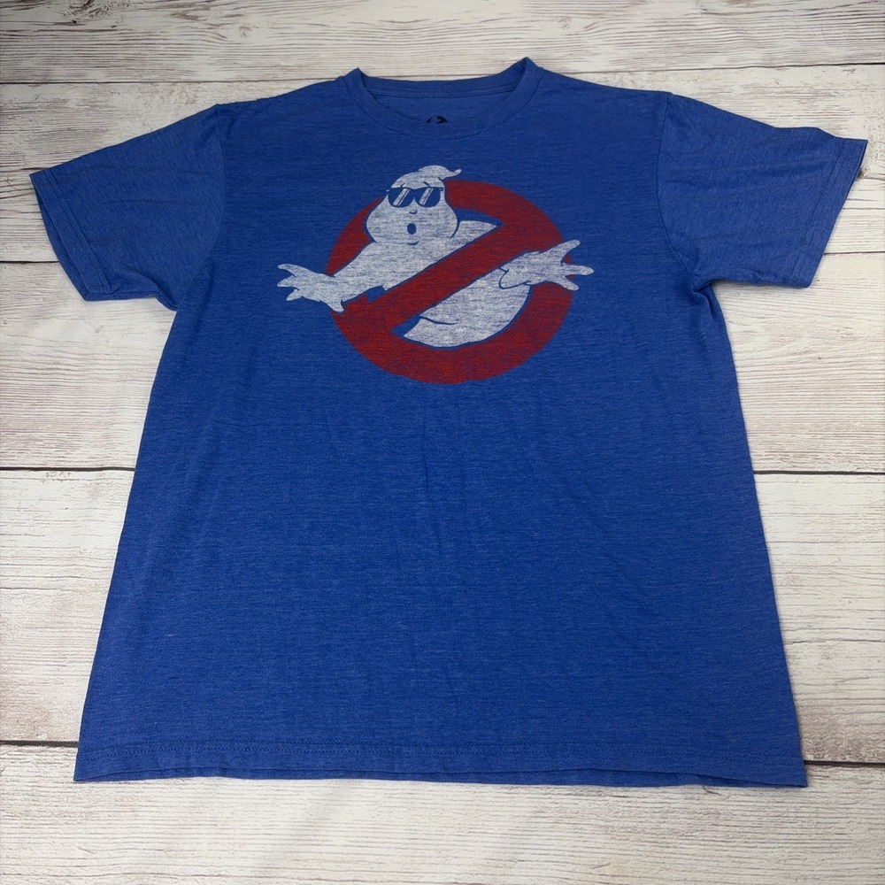 Ghostbusters Graphic T-Shirt Men's Medium Blue Movie Logo Short Sleeve